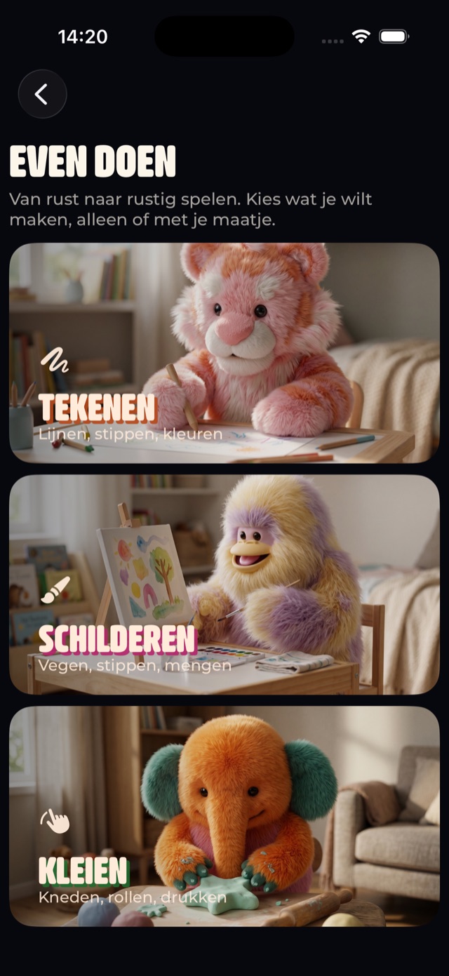 Even doen: rustig spelen na de meditatie met tekenen, schilderen of kleien