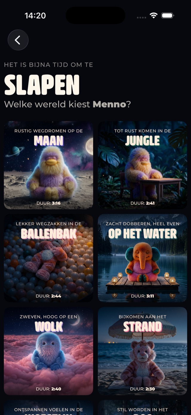Werelden kiezen voor het slapen: de maan, de jungle, de ballenbak en meer