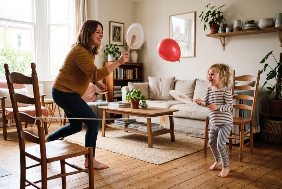 Ballon-tennis met papieren borden
