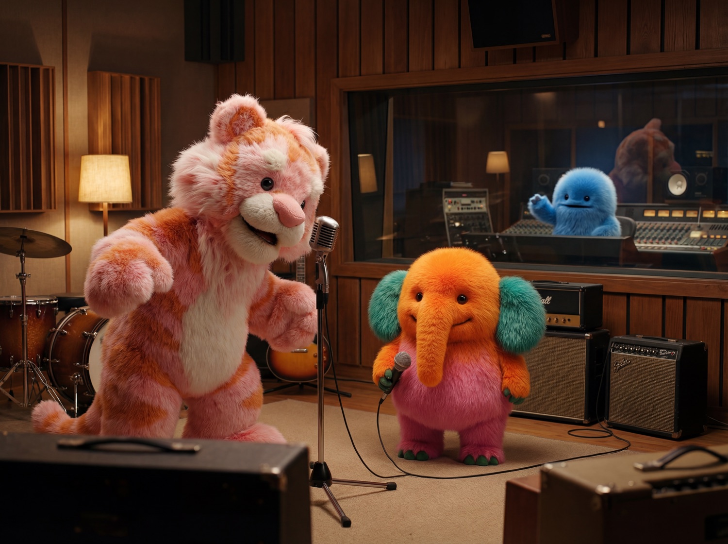 Tigor en Fanti nemen samen muziek op in de studio